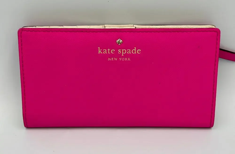 Kate Spade NY Pink Fuschia Mikas Pond Stacy Wallet Card Holder